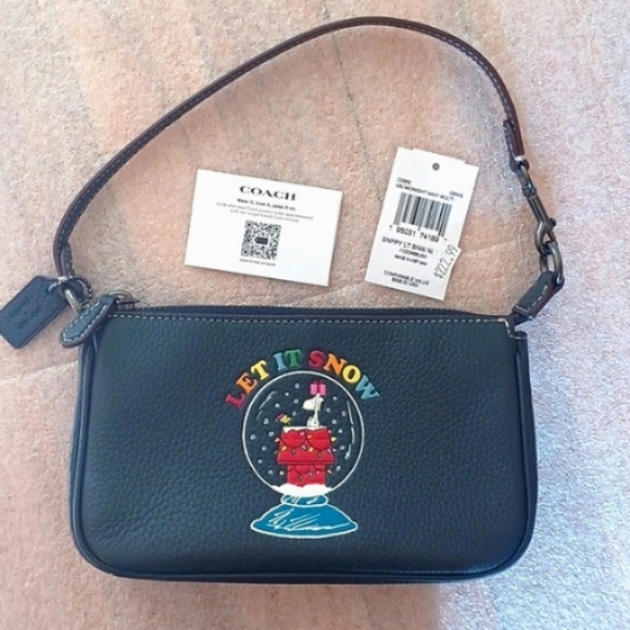 SOLD - Nwt Coach X Peanuts Nolita 19 With Snoopy Let It Snow Motif CE859 - Picture 1 of 7